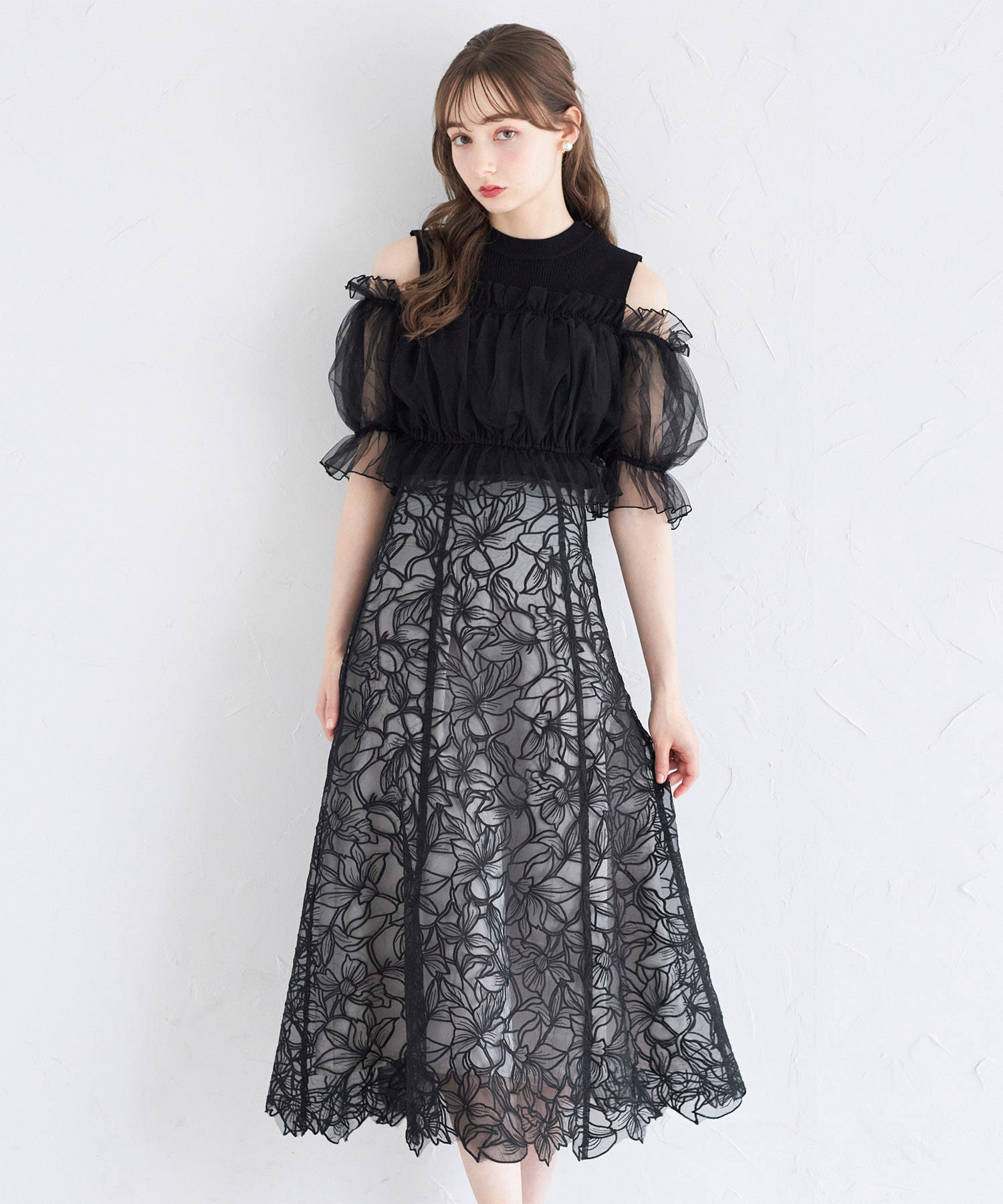 チュールドッキングリブニットプルオーバー【rosrim ロズリム