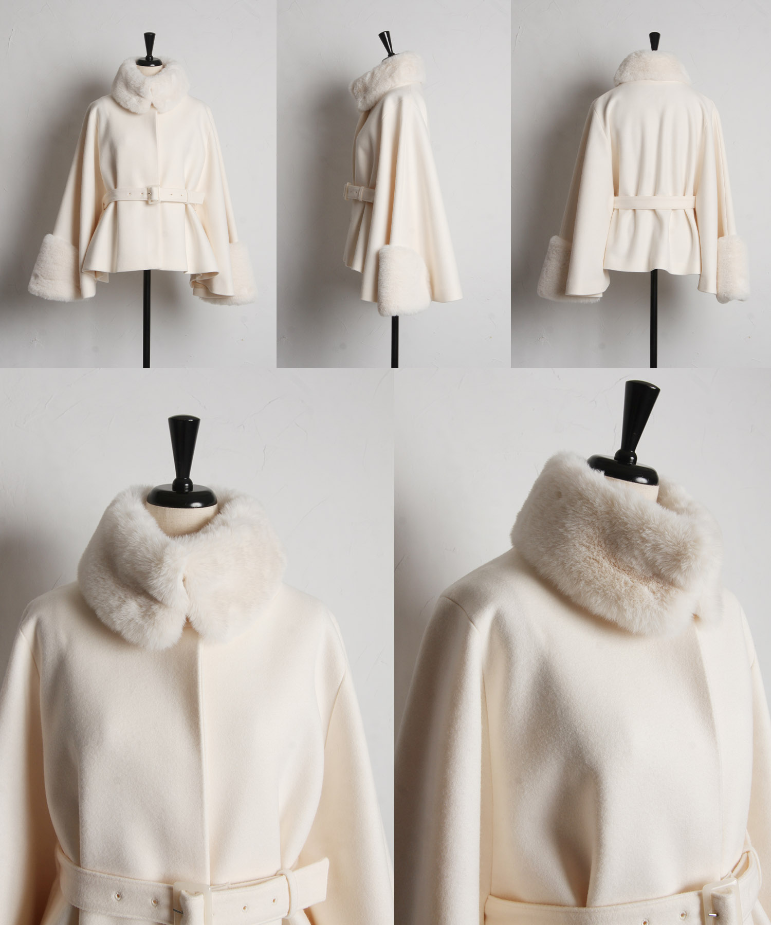 2WAYファー＆ベルト付きケープライクコート【sandina サンディナ