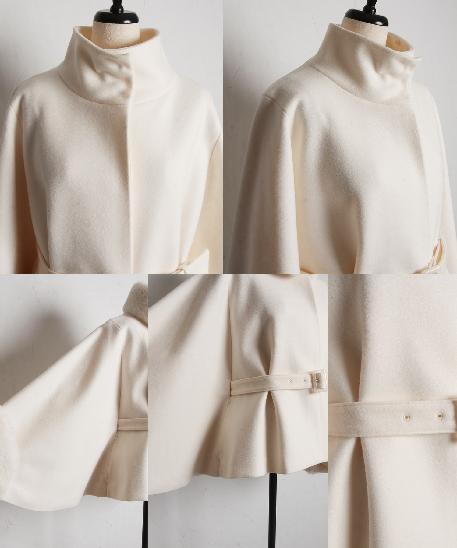 2WAYファー＆ベルト付きケープライクコート【sandina サンディナ