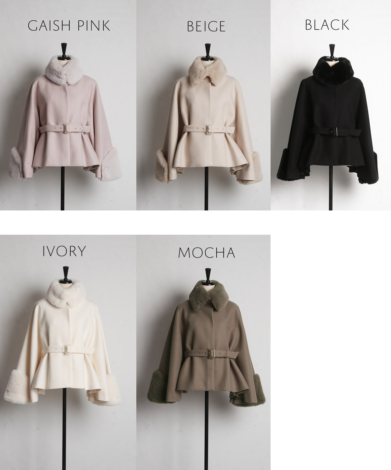 2WAYファー＆ベルト付きケープライクコート【sandina サンディナ