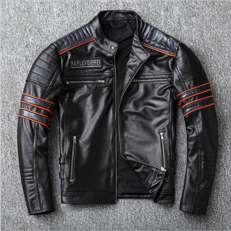 上品レザージャケット 本革 ライダース 機関車 スカル柄 バイクジャケット カウハイド 牛革 革ジャン メンズファッション S~5XL|江熊商事