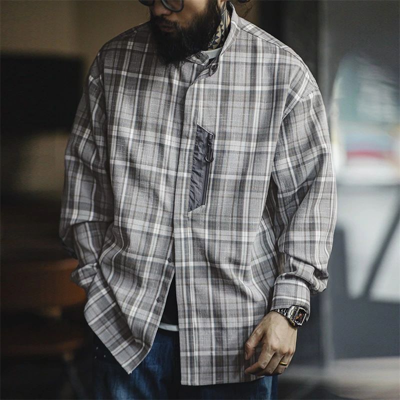 YARN-DYED PLAID SHIRT ヴィンテージ アメカジ 照合のしるし柄 心地好い メンズ長袖プルオーバートップ S～2XL 秋冬