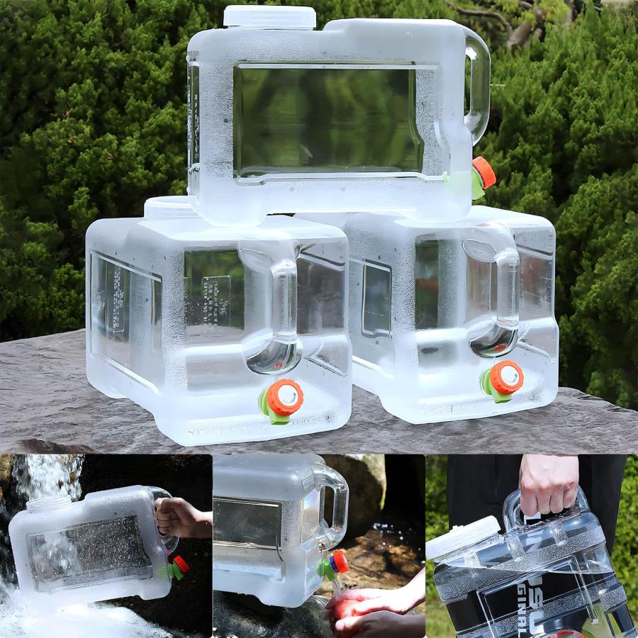 大容量 ウォータータンク 5l - 24l ポリタンク キャンプ PC製 蛇口コック付き半透明 水タンク ウォッシャブル 持ち運び 給水タンク カバ