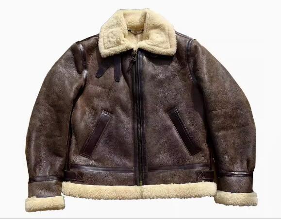 秋冬 新品 B3 生あたたかい レトロ 羊革 羊肉 獣の皮一体極防寒 本革メンズライダースジャケット 革ジャン コート・ジャケット-メンズファッション