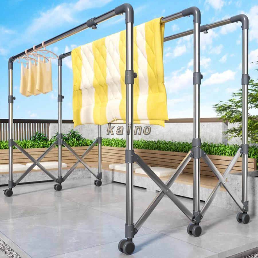 物干しラック伸縮式 折りたたみ式ステンレス鋼 布団干し物干しスタンド 室内物干し 洗濯物干し コンパクト収納 キャスター付き 多機能 14,862円