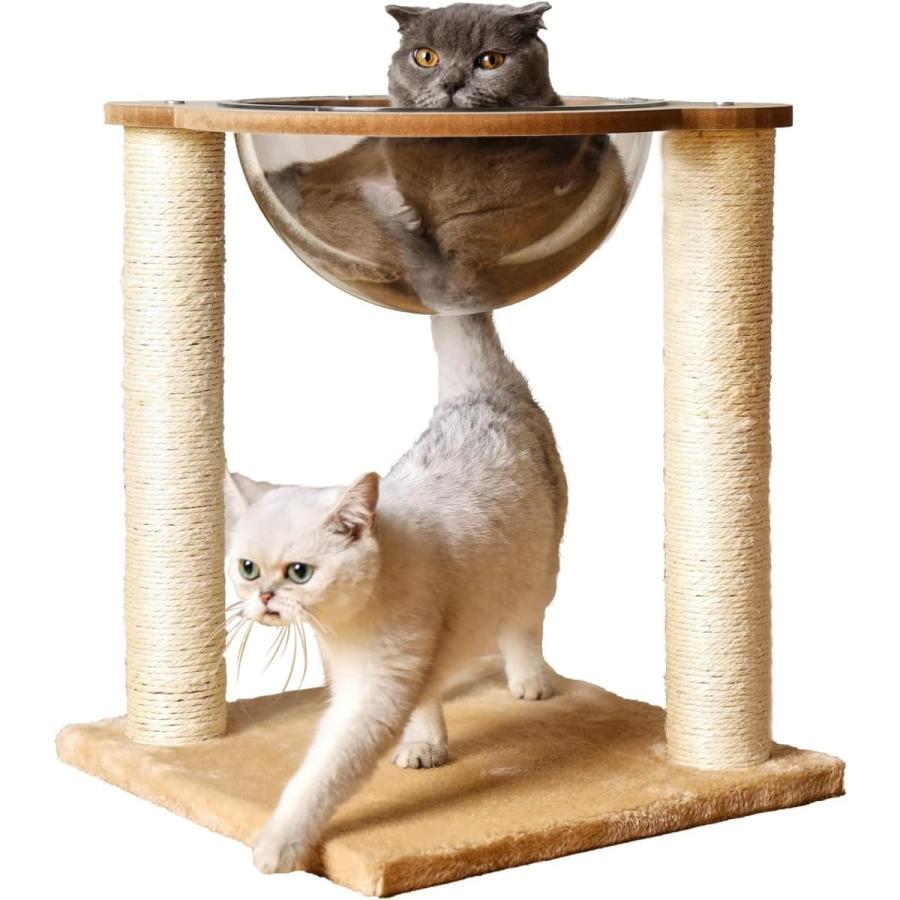 猫 爪とぎ 宇宙船 カプセル 猫の引プ 木登りタワー カプセル ネコ用寝具 猫用ハウス 麻紐つめとぎ 安全素材 360°視野 キャット日光浴