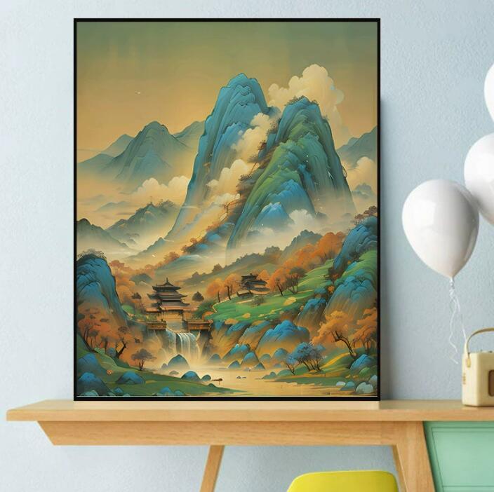 油絵 絵画 母の日 父の日 40*50cm インテリア 油絵 セット 油絵風 壁掛け 美術品 数字 塗り絵 大人の 塗り絵 風景画 DIY絵 キャンバ