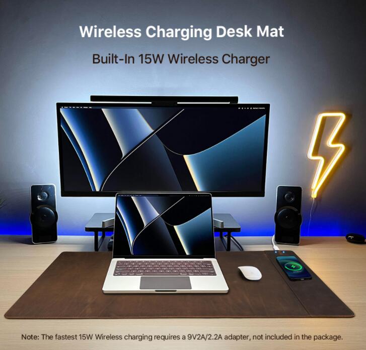 送料無料 本革 マウスパッド レザー スマホ充電 ワイヤレス充電 耐久性 滑り止め付き iphone ワイヤレス充電器 急速 Qi規格 スマホ充電