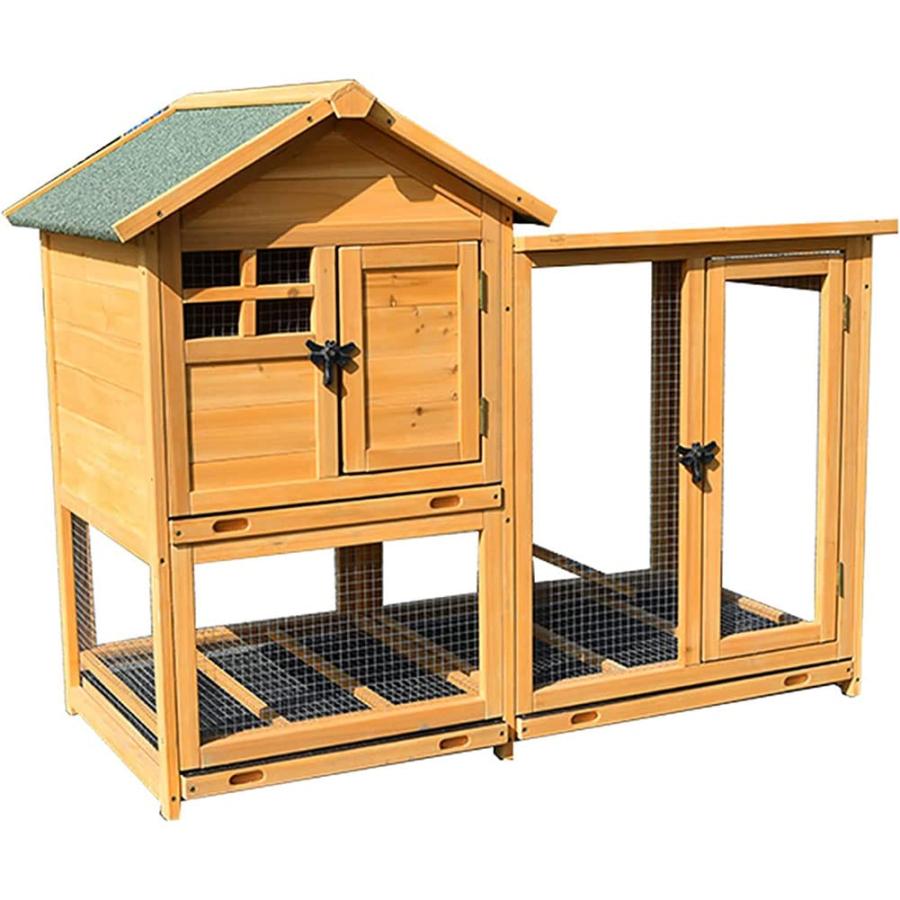 木製 鶏掘っ立て小屋 室外 耐候性 大型 鶏かご 6羽の鶏用の大きな鶏掘っ立て小屋 防雨 精神的な統合飾り気の無い 複数形の部屋の入り口付き添い人 お盆付き添い人 針金メッシュ 身寄り用
