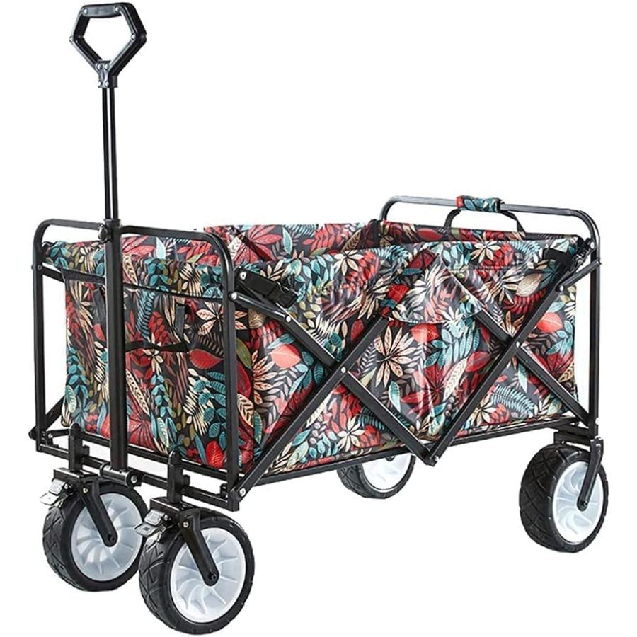 キャンプカート アウトドアワゴン ガーデンカート 折りたたみ式 キャンプワゴン 長物対応 耐荷重100Kg / 220Lbs 調整可能なハンドル 屋|江熊商事