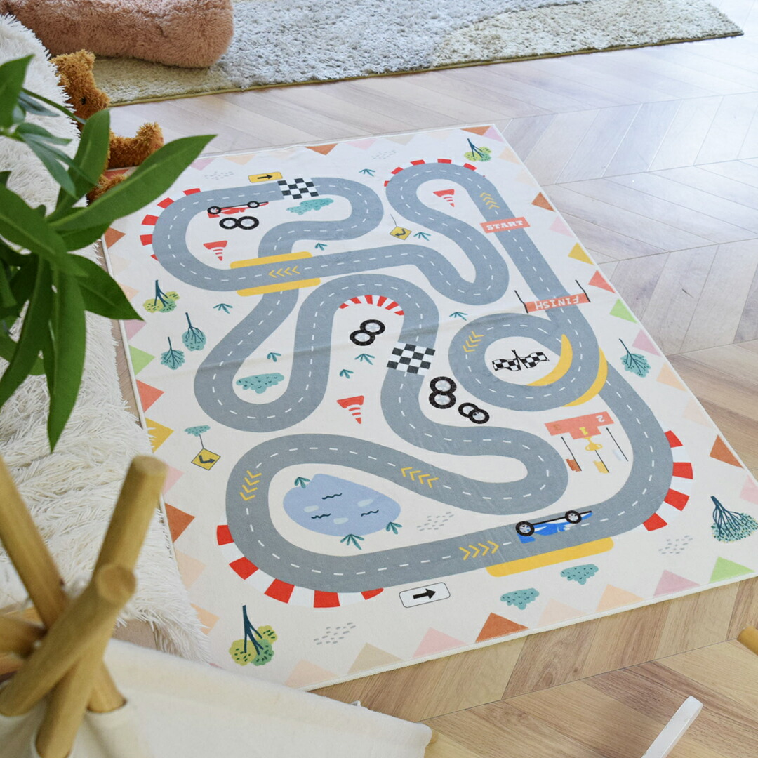 洗えるキッズラグ TOCO LIFE KIDS 電気回路 プレイラグ 車猥りがましい スポーツカー ミニカー命のせんたく 綿ネル ベージュ 2大きさ 上滑り打ちきり 床暖 熱っぽい引っ敷き相応う オール時期 矩形 1畳 1.5畳 子供部屋