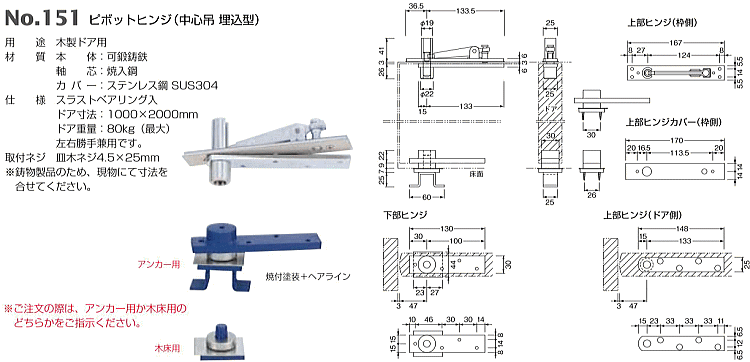 楽天市場 ベスト ピボットヒンジ 中心吊 埋込型 木床用 No 151 1組 丁番 蝶番 ヒンジ ドア 交換 株式会社ベスト Best 金物 ｔｏｄａ ｋａｎａｍｏｎｏ