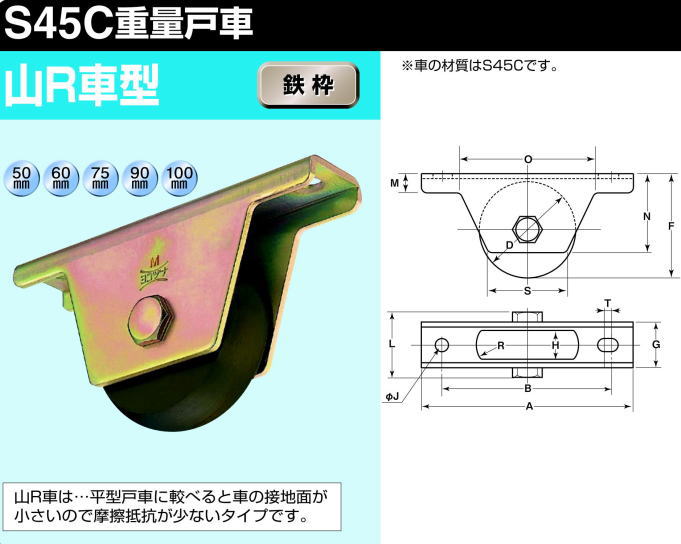 ヨコヅナ JGM-1006 S45C重量戸車 H型 100mm / 1個：Toda-Kanamono 2号