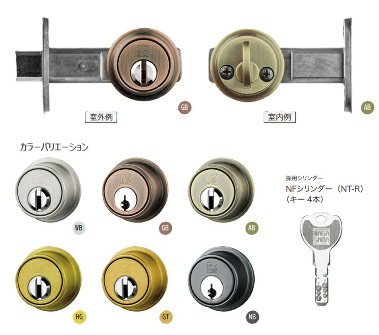 長沢製造所 リヴィエール本締錠【NFいの一番円柱( NF-R )】  ※※扉厚30～40粍※※( riviere 22088 本締錠 )