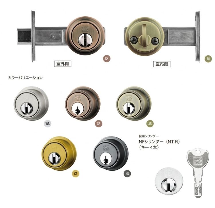 長沢製造所 Ri本締錠【NF円柱( NT-R )】  ※※扉厚30～40粍※※