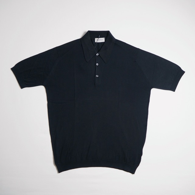 日本初の JOHN SMEDLEY コットンニットポロ ブラック ポロシャツ - www
