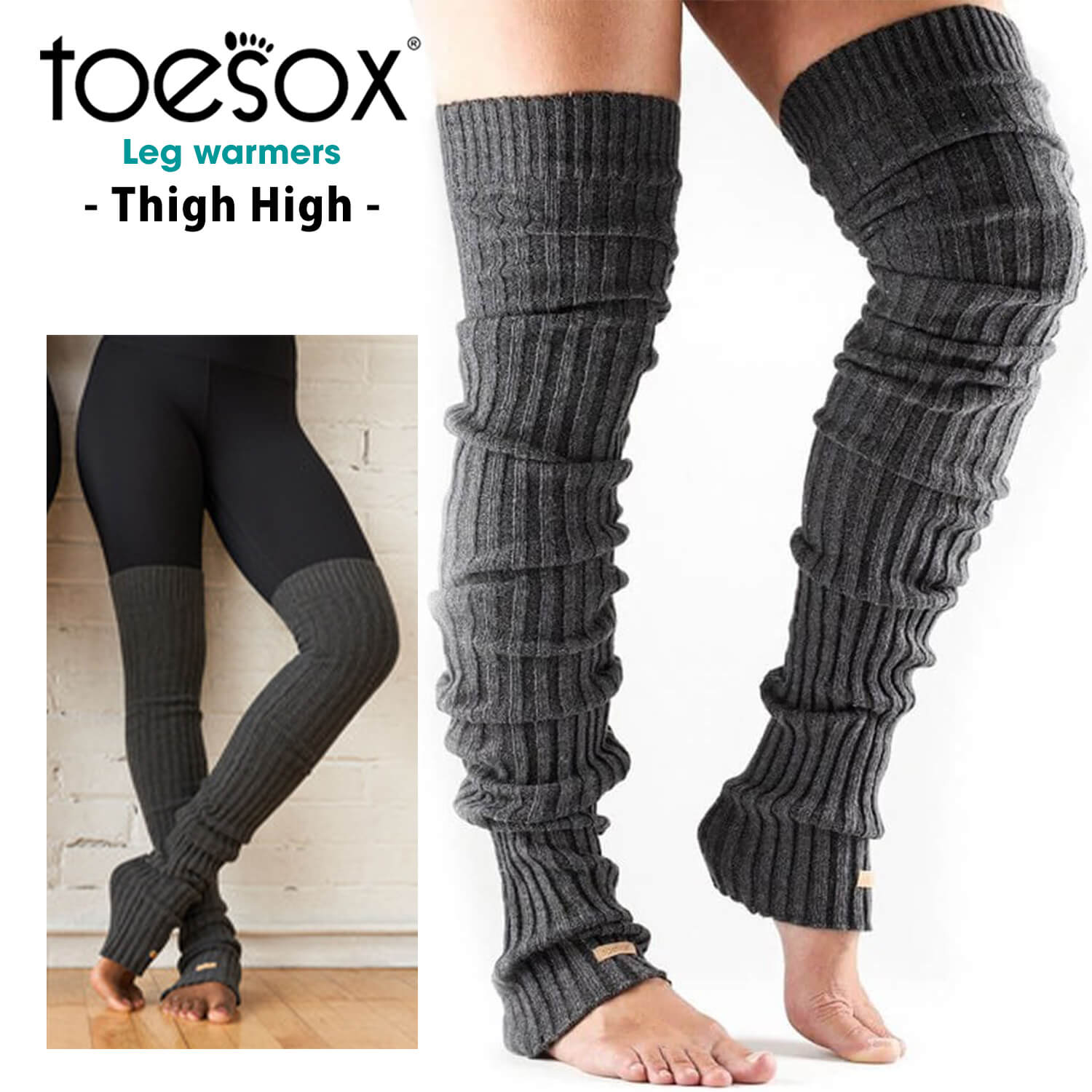 トゥソックス ピラティス靴下 ヨガ靴下 ピラティスソックス ヨガソックス TOESOX レッグウォーマー ニーハイ (タイハイ) Leg Warmers Knee High 日本正規品 ヨガ フィットネス 太股丈 ロングソックス 冷え対策 ギフト「OS」[ST-TO]001 RVPTO