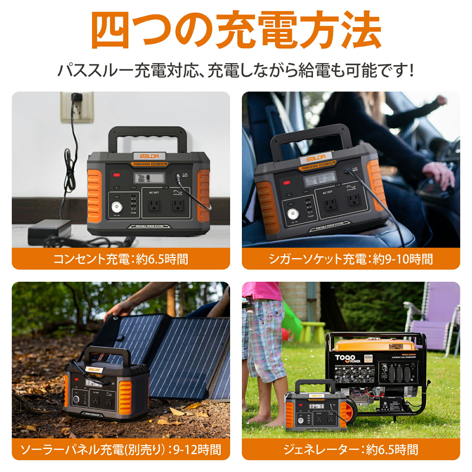 ★先着100名様限定20%OFFクーポン(併用可)【レビュー特典付き】ポータブル電源1000wソーラーパネル120Wセット大容量933Wh252162mAh非常用蓄電池ポータブル電源災害家庭用パネル太陽光折り畳み軽量IP65防水瞬間最大2000W純正弦波100Vフル充電LED