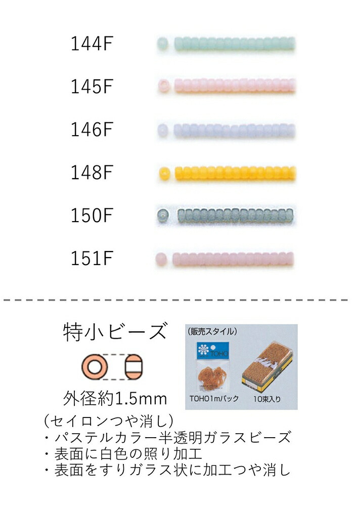 楽天市場】特小ビーズ (外形：1.5mm) サニー 糸通し1mパック(約960粒 