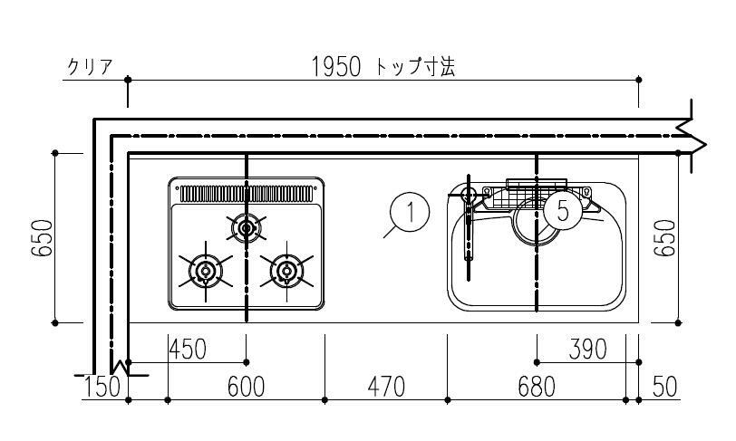 市場 壁付I型 3口コンロ 間口195cm奥行65cm高さ85cm 開き扉プラン 食器洗い乾燥機無 ウォールユニット無 システムキッチン レンジフード