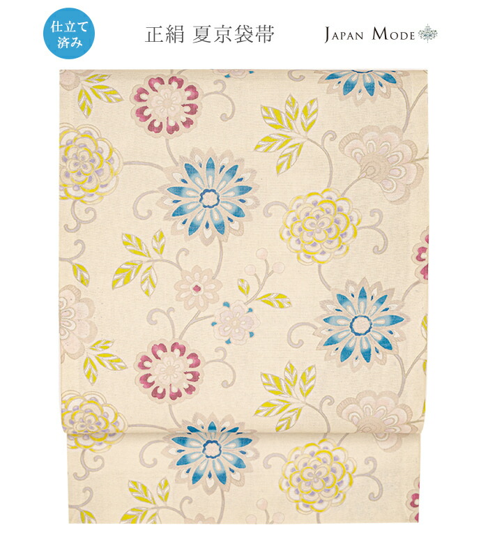 楽天市場】【 仕立済み 】 JAPAN MODE 正絹 夏京袋帯 菱取り更紗×黒 夏