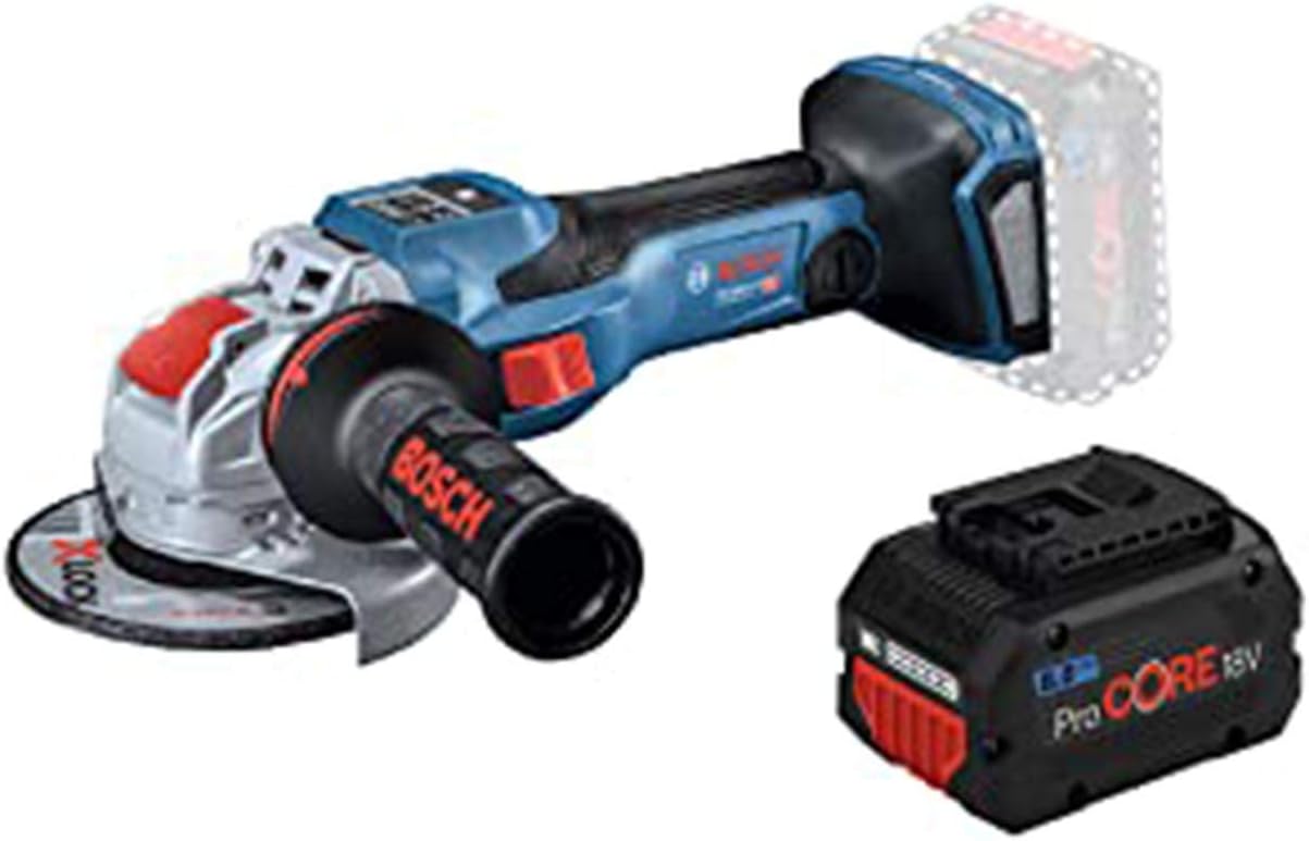 Bosch Professional(ボッシュ) 18Vコードレスディスクグラインダー X-LOCK(本体1台、ProCORE18V8.0乾電池1ヶ、申し受ける器1ヶ、傍え手持ち部分1ヶ、お持て成し添え物（先っちょ物の具及び切りおとす剃刀砥取りまかなう）、キャリングケース1ヶ) GWX18V-15SC5J 定まり品