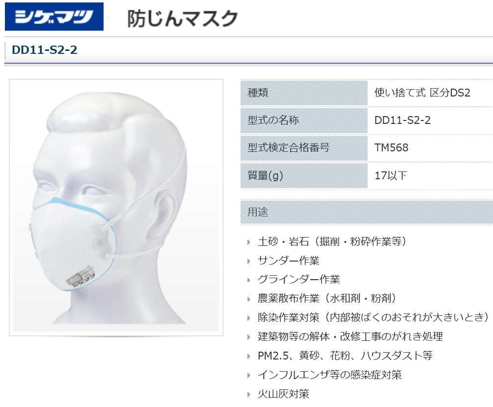 即時発送 送料無料 日本製 防じんマスク Pm2 5対応 医療 介護 黄砂 ウイルス飛沫防止 販売累積160箱突破 個 防塵マスク 使い捨てタイプ １箱100個 10個単位で袋入 衛生的 国家検定合格 シゲマツ 重松 重松製作所 Dd11 S2 5 Dd11フック式 大規模セール