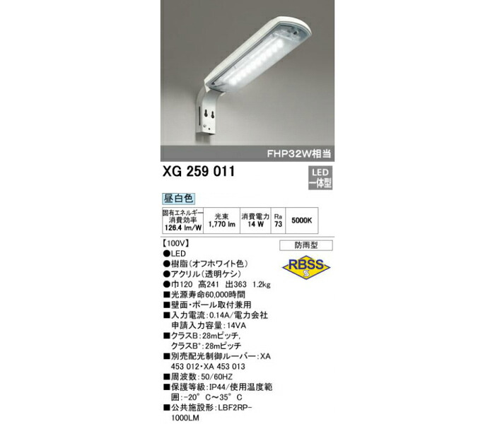 プレミア商品 Odelic Led防犯灯 Xg 259 011s 昼白色 1770lm コンパクト蛍光灯32w 水銀灯80w相当 工房直送価格 Ugs Ed Ao