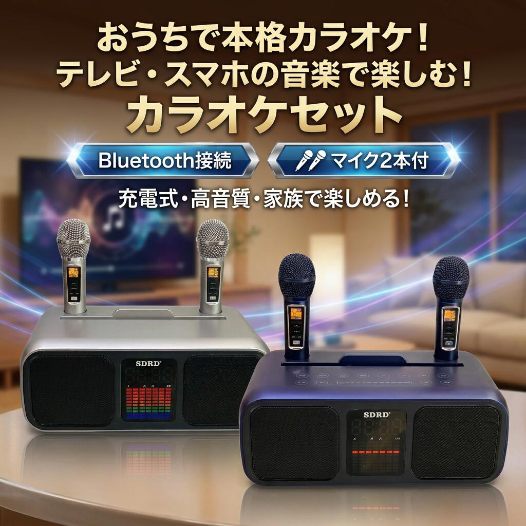 ＼高音質で臨場感／ カラオケセット マイク付2本 充電式 Bluetooth対応 USB 家庭用 自宅 一人カラオケ デュエット Android iPhone iPad ポイント消化 プレゼント ギフト 人気 おすすめ 新生活 母の日 父の日 誕生日｜トウカイショップ
