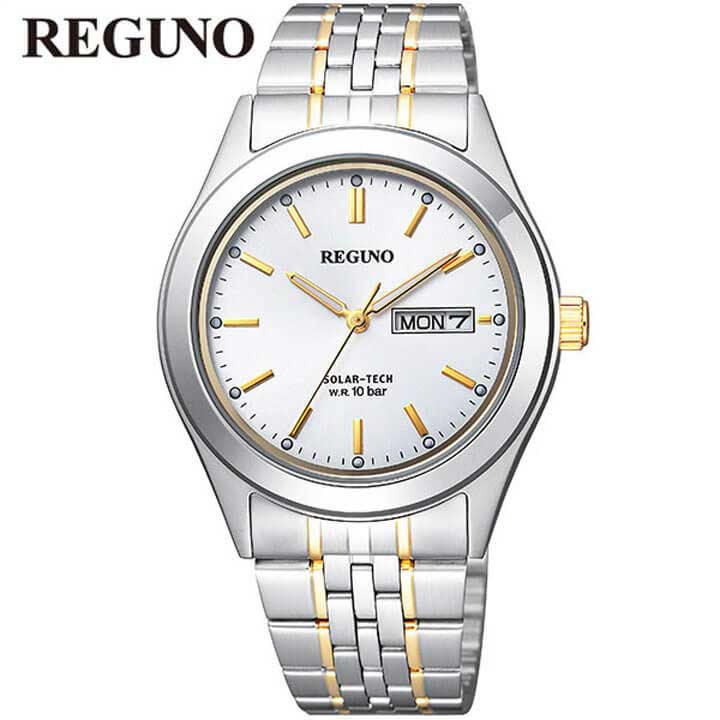 【お取り寄せ】シチズン レグノ 腕時計 メンズ ソーラー KM1-113-13 CITIZEN REGUNO 国内正規品 ソーラーテック メタルバンド 10気圧防水 日付カレンダー ビジネス 金 ゴールド 銀 シルバー 中学生 高校生 誕生日プレゼント 男性 彼氏 旦那 夫 友達 ギフト 腕時計｜お土産福袋 お菓子 まんまるほっぺ
