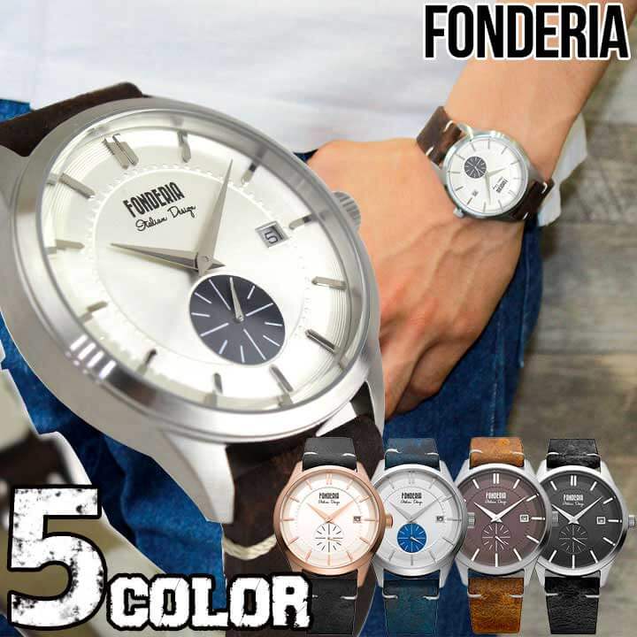 気質アップ Fonderia フォンデリア Streamliner ストリームライナー Fonderia Stream メンズ 腕時計 革バンド レザー クオーツ アナログ 黒 ブラック 茶 ブラウン 銀 シルバー 青 ブルー 就職祝い 入学祝い 卒業祝い 息子 男子 誕生日プレゼント 男性 彼氏 旦那 夫
