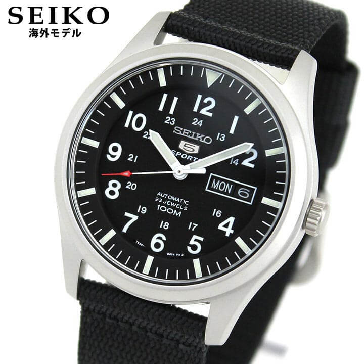 Seiko5 Sports Jillstuart セイコーファイブ スポーツ Snzg15k1 海外モデル アナスイ メンズ アンジェーヌ 腕時計 新品 時計 ウォッチ ナイロン バンド 機械式 メカニカル 自動巻き アナログ 黒 ブラッ 逆輸入 誕生日 男性 ギフト プレゼント ブランド 新社会人 時計