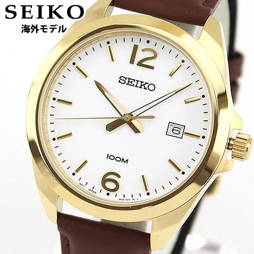 気質アップ Seiko セイコー 逆輸入 海外モデル Sur216p1 メンズ 腕時計 ウォッチ 革ベルト レザー クオーツ アナログ ホワイト ゴールド ブラウン 就職祝い 入学祝い 卒業祝い 息子 男子 誕生日プレゼント 男性 彼氏 旦那 夫 友達 ギフト ブランド 魅了 Judge2win Com