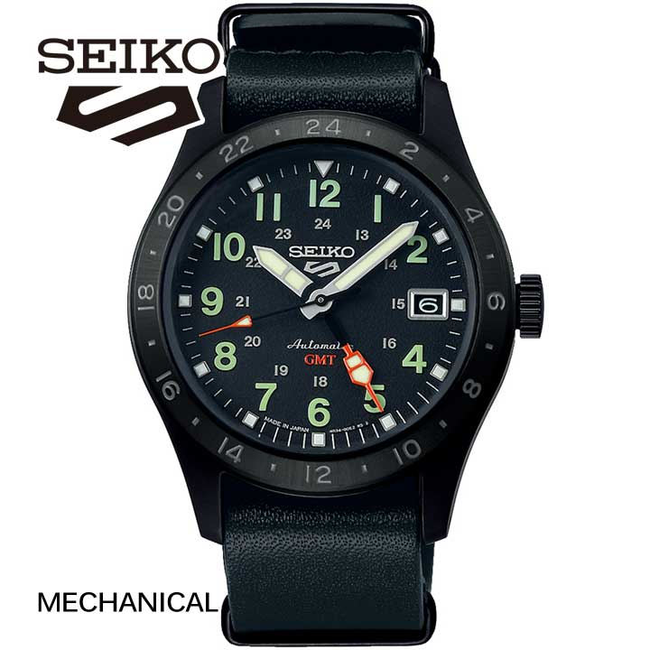 【お取り寄せ】SEIKO セイコー 5スポーツ 5SPORTS メカニカル ストリートスタイル Street Style メンズ SBSC013 機械式 自動巻き 革ベルト ブラック 黒 誕生日プレゼント 男性 クリスマスプレゼント 彼氏 旦那 夫 友達 ギフト