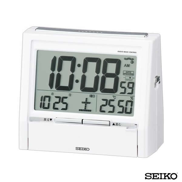 【お取り寄せ】SEIKO セイコークロック 目覚まし時計 DA206W バイリンガル切替 カレンダー アラーム 白 ホワイト 国内正規品 卒園祝い 入学祝い 誕生日プレゼント