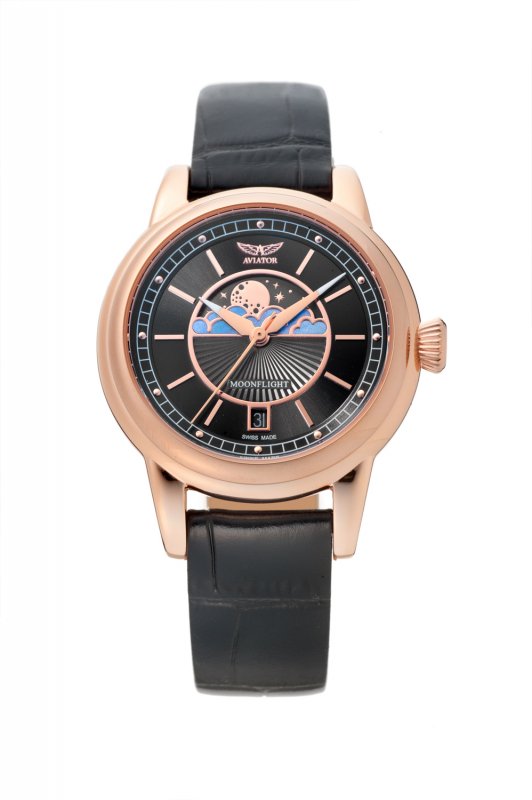 【2000円OFF引き換え証★百貨店SALE★6/11・1:59まで】 アビエイター AVIATOR V.1.33.2.253.4 お月さま飛翔 お月さまゴールド 石英 国内置き目品 ウォッチ