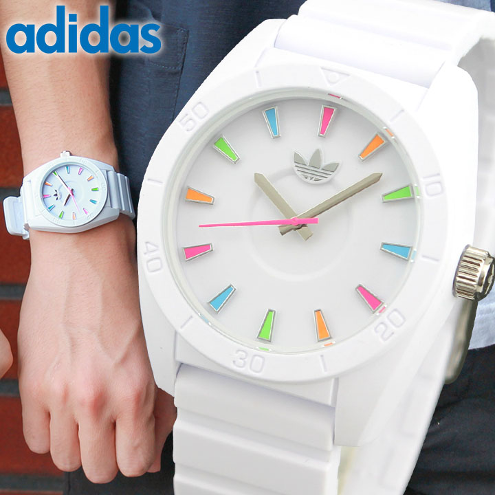 【長針訳あり】アディダス ADIDAS adidas originals サンティアゴ ADH2915 メンズ レディース 腕時計 時計 カジュアル ウォッチ アディダス 白 ホワイト マルチカラー 海外モデル 誕生日プレゼント 男性 女性 バレンタイン ギフト
