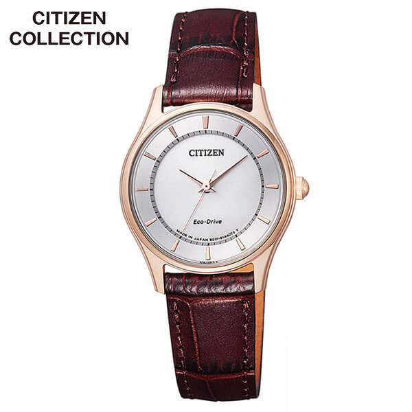 【お取り寄せ】CITIZEN シチズン CITIZEN COLLECTION シチズンコレクション EM0402-05A 国内正規品 レディース 腕時計 ウォッチ レザー 革ベルト ソーラー アナログ 茶 ブラウン 金 ピンクゴールド 誕生日 彼女 女友達 ギフト 時計 新社会人