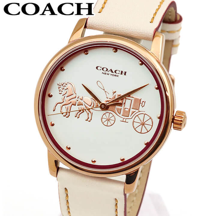 種類豊富な品揃え 時計 腕時計 36mm グランド Grand アイボリー ライトベージュ ゴールド コーチ クオーツ ギフト 女友達 彼女 女性 誕生日プレゼント カジュアル レディース レザー 革ベルト Www Bokenjima Jp