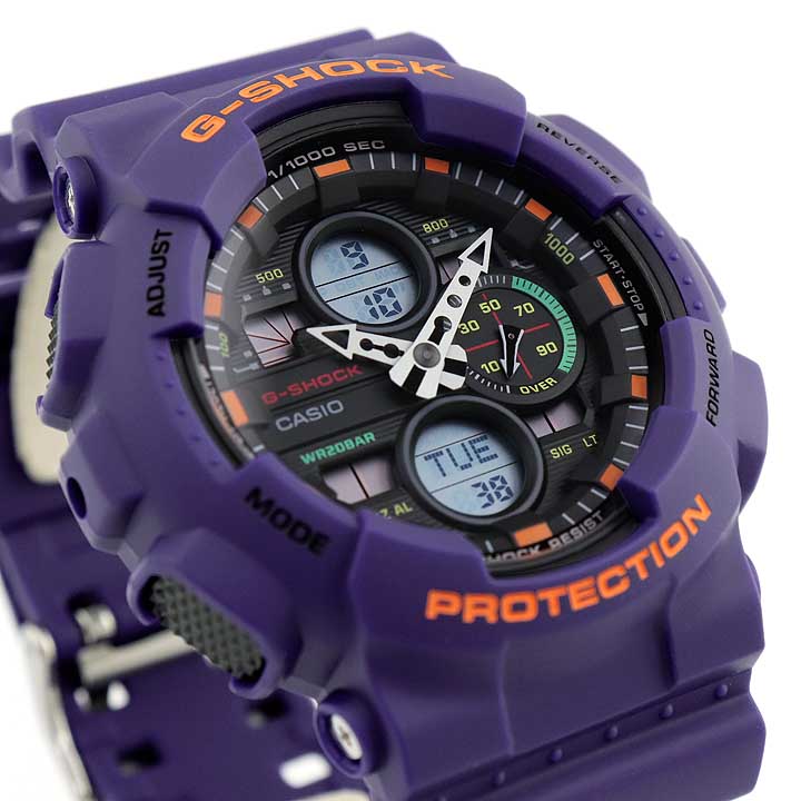 楽天市場 Casio カシオ G Shock Gショック ジーショック Ga 140 6a メンズ 腕時計 時計 防水 ウレタン 多機能 アナログ 黒 ブラック オレンジ 紫 パープル 海外モデル 就職祝い 入学祝い 卒業祝い 息子 男子 誕生日プレゼント 男性 彼氏 旦那 夫 社会人 友達 ギフト