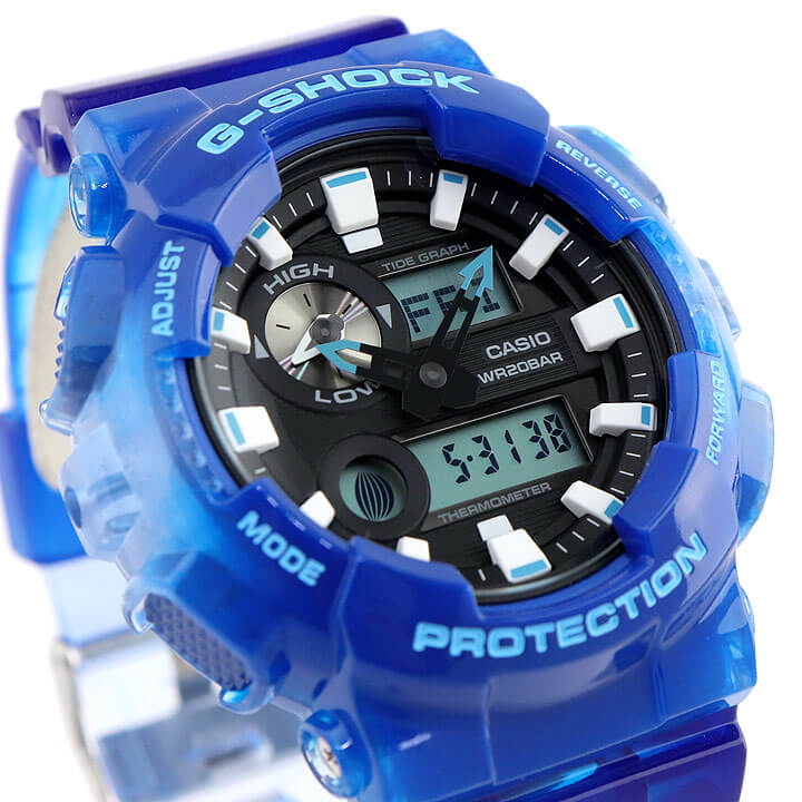 年最新海外 Box訳あり Casio カシオ G Shock Gショック ジーショック G Lide Gライド Gax 100msa 2a メンズ 腕時計 防水 ウレタン アナログ 青 ブルー スケルトン 就職祝い 入学祝い 卒業祝い 息子 男子 誕生日プレゼント 男性 彼氏 旦那 夫 社会人 友達 ギフト