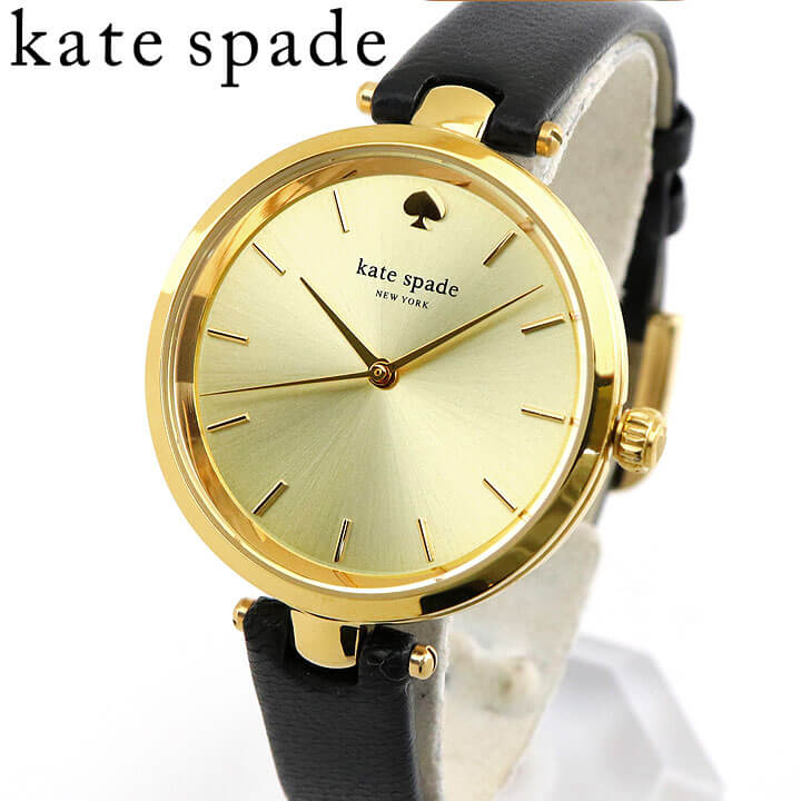 美しい Katespade ケイトスペード ケートスペード New York Holland ホランド 1yru0811 レディース 腕時計 シンプル かっこいい 仕事用 革バンド レザー ブラック 黒 ゴールド アナログ 海外モデル 就職祝い 入学祝い 母の日 誕生日プレゼント 女性 彼女 女友達 ギフト