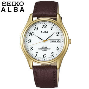 ファッションなデザイン 国内正規品 Aefd544 アルバ Alba セイコー Seiko メンズ ギフト 友達 夫 旦那 彼氏 男性 誕生日プレゼント クリスマスプレゼント 商品到着後レビューを書いて7年保証 金色めっき ブラウン 茶色 アナログ スーツ ビジネス ソーラー レザー バンド