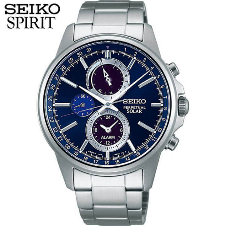 ホットセール クロノグラフ ソーラー Spirit Selection Seiko 腕時計 スピリット セレクション セイコー メンズ ギフト 友達 旦那 彼氏 男性 誕生日プレゼント クリスマスプレゼント シルバー 銀 ネイビー 青 アナログ バンド メタル 国内正規品 Sbpj003 Sbpj003