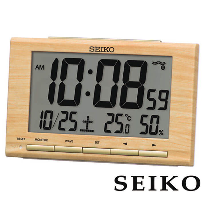 【お取り寄せ】セイコー SEIKO セイコークロック 目覚まし時計 電波 電波時計 温度 湿度 SQ799B デジタル おしゃれ 北欧 茶 木目調 ブラウン 息子 娘 中学生 高校生 友達 ギフト 子供 かわいい 誕生日プレゼント 国内正規品