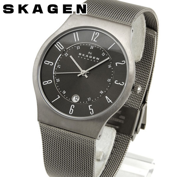 SKAGEN スカーゲン 233XLTTM グレーメンズ 腕時計 チタンケース ステンレスバンド 北欧デザイン 誕生日プレゼント 男性 ギフト