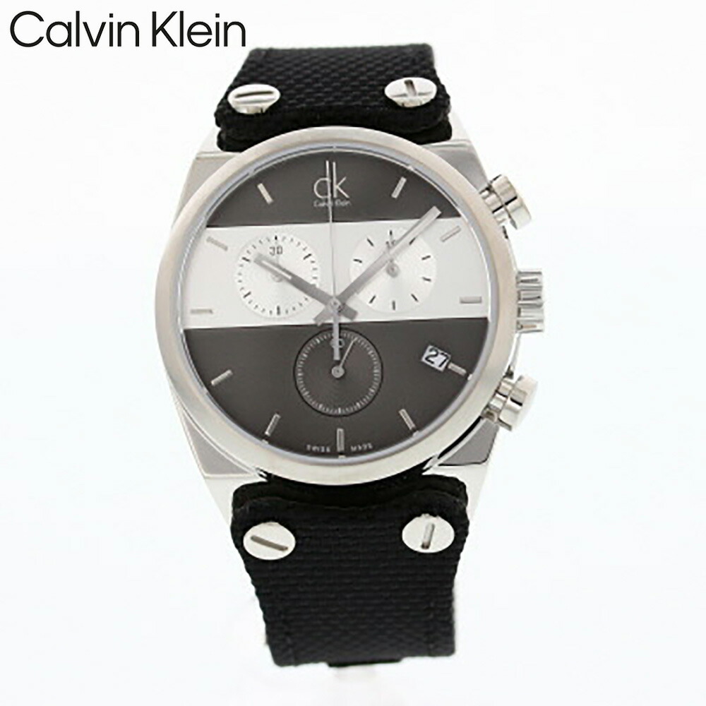 数量は多 Calvin Klein カルバン クライン Ck シーケー 腕時計 時計 メンズ 男性 アナログ クオーツ スイス製 クロノグラフ Eager イーガー ビジネス カジュアル スポーツ 防水 テキスタイルベルト ブラック 黒 シルバー 銀 K4b381b3 プレゼント ギフト 1年保証 50