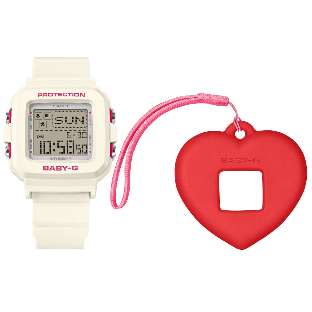 CASIO Baby-G BGD-10KH-7 デジタル クオーツ BGD-10 Series BABY-G＋PLUS ハートモチーフ ホワイト レディース 腕時計 プレゼント ギフト 1年保証 送料無料
