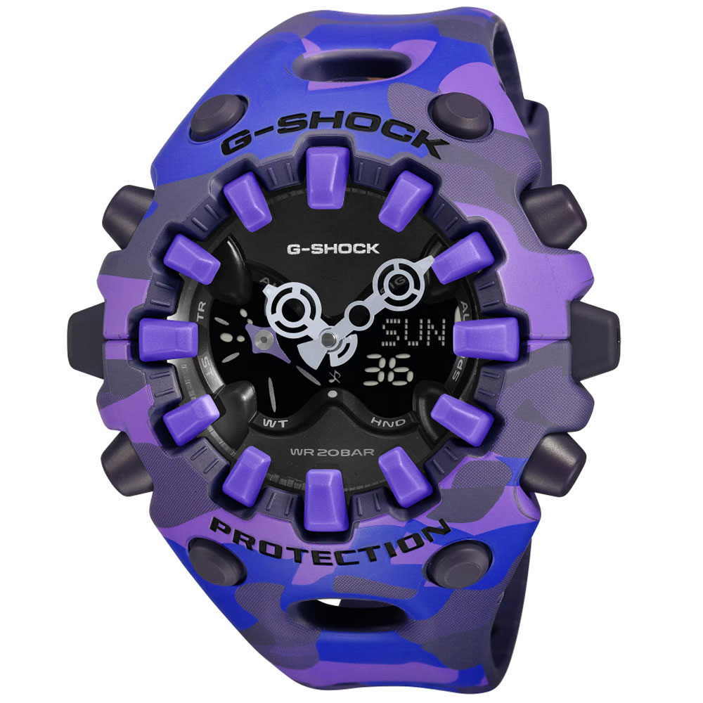 CASIO G-SHOCK GA-V01CMG-6A アナデジ クオーツ CAMO AND GOLD カモフラ パープル ジーショック カシオ メンズ腕時計 プレゼント ギフト 1年保証 送料無料|時計倉庫TOKIA