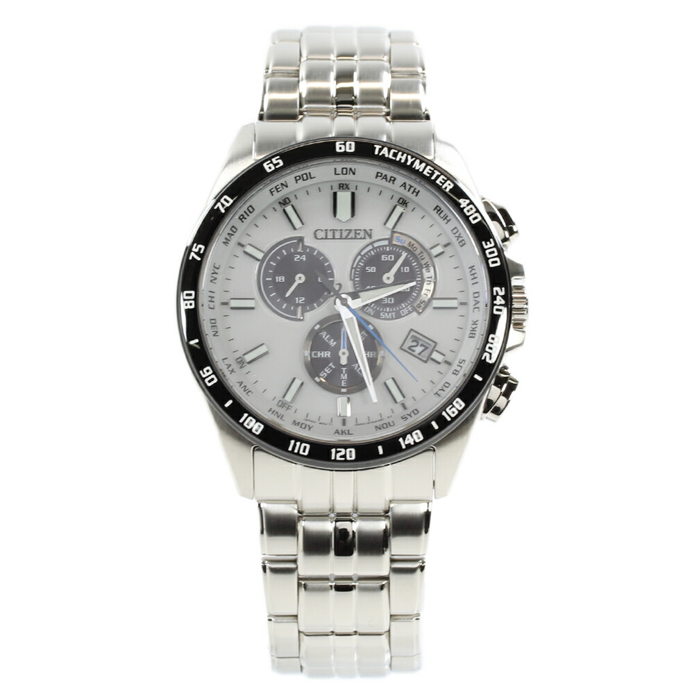 CITIZEN シチズン CB5874-90A エコドライブ 電波時計 メンズ シルバー アナログ クロノグラフ 腕時計 プレゼント ギフト 1年保証 送料無料